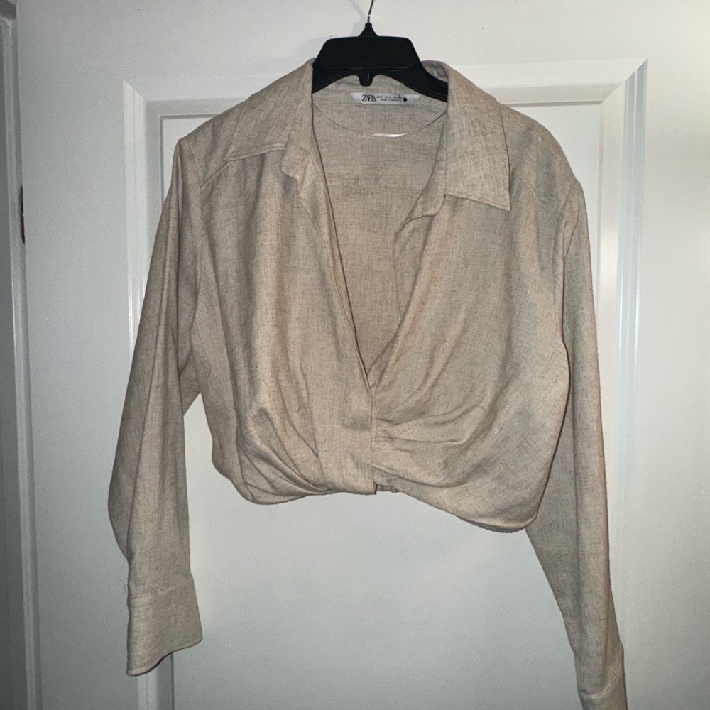 Zara Cream Long Sleeve Blouse